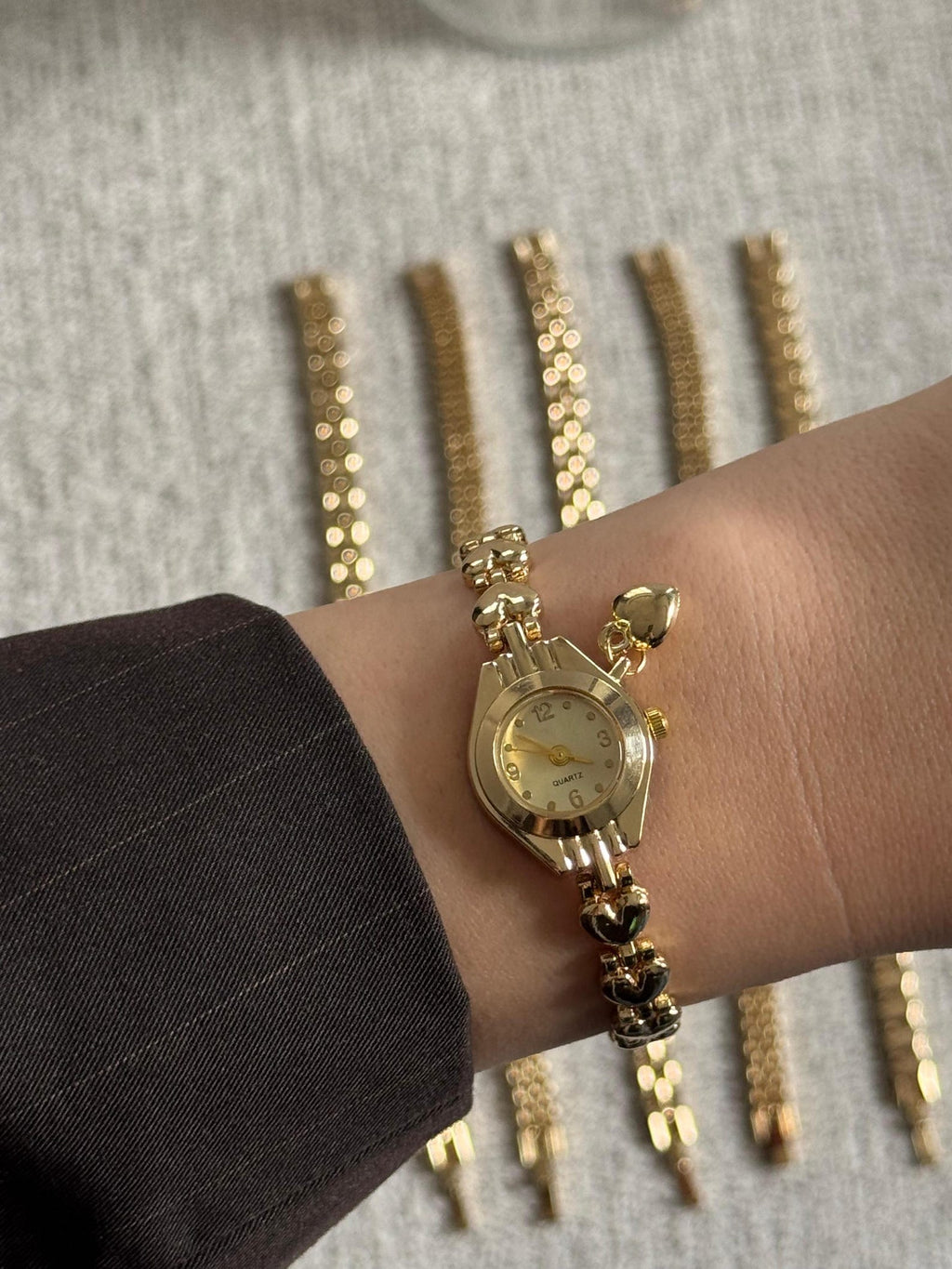 Gold Women’s Watch, Minimalist Dial, Dainty Bracelet Watch, Gift for Her