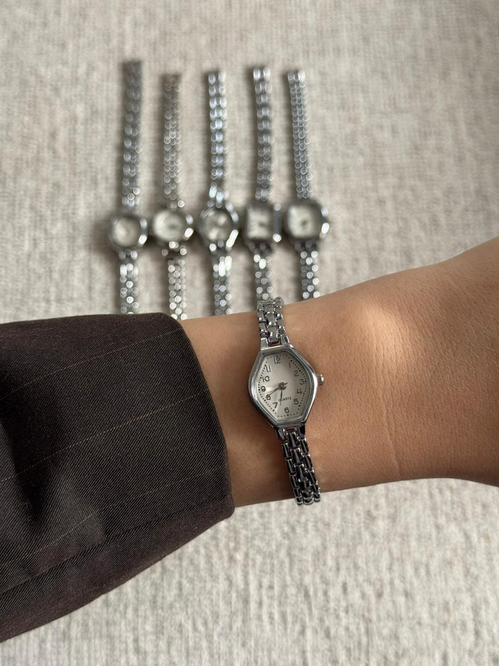 Silver Women’s Watch, Minimalist Dial, Stainless Steel Bracelet, Gift for Her