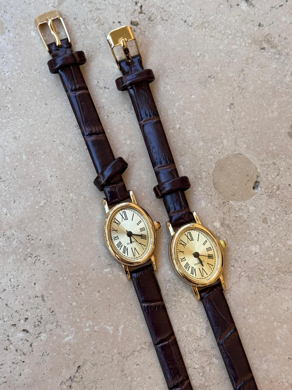 Minimalist Women’s Watch Gold Case, Leather Strap Watch, Gift for Her, Elegant Everyday