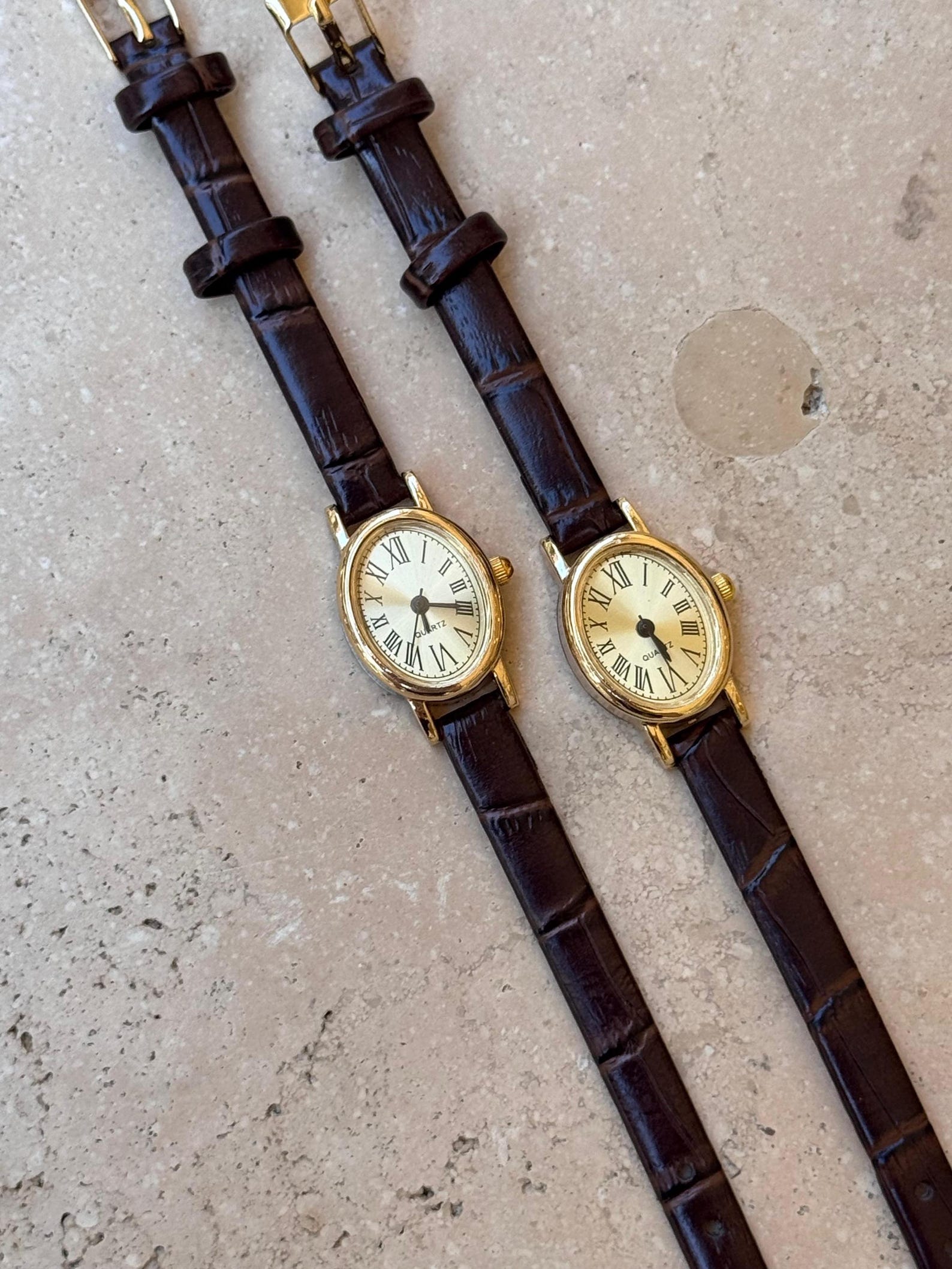 Minimalist Women’s Watch Gold Case, Leather Strap Watch, Gift for Her, Elegant Everyday