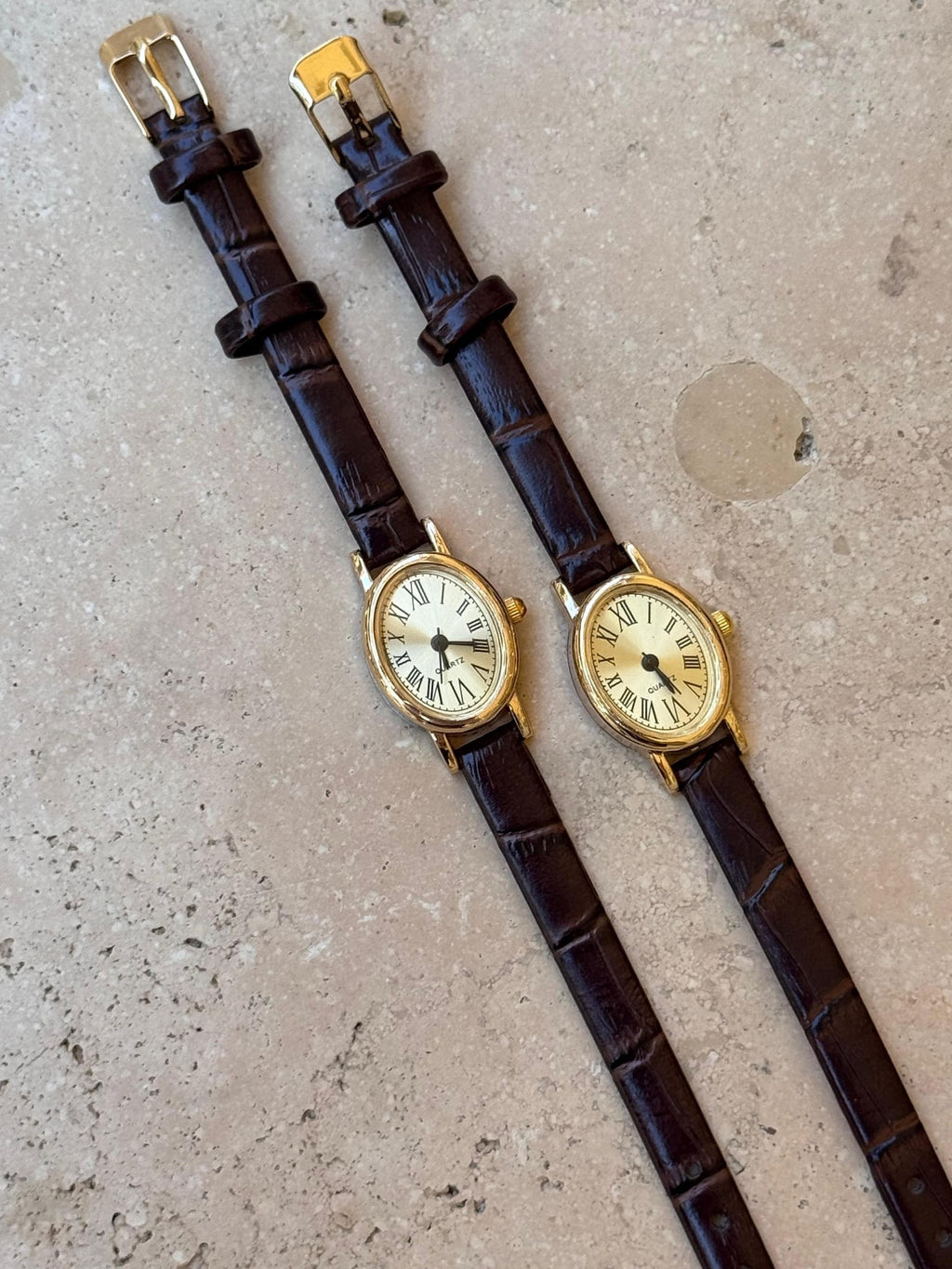 Minimalist Women’s Watch Gold Case, Leather Strap Watch, Gift for Her, Elegant Everyday
