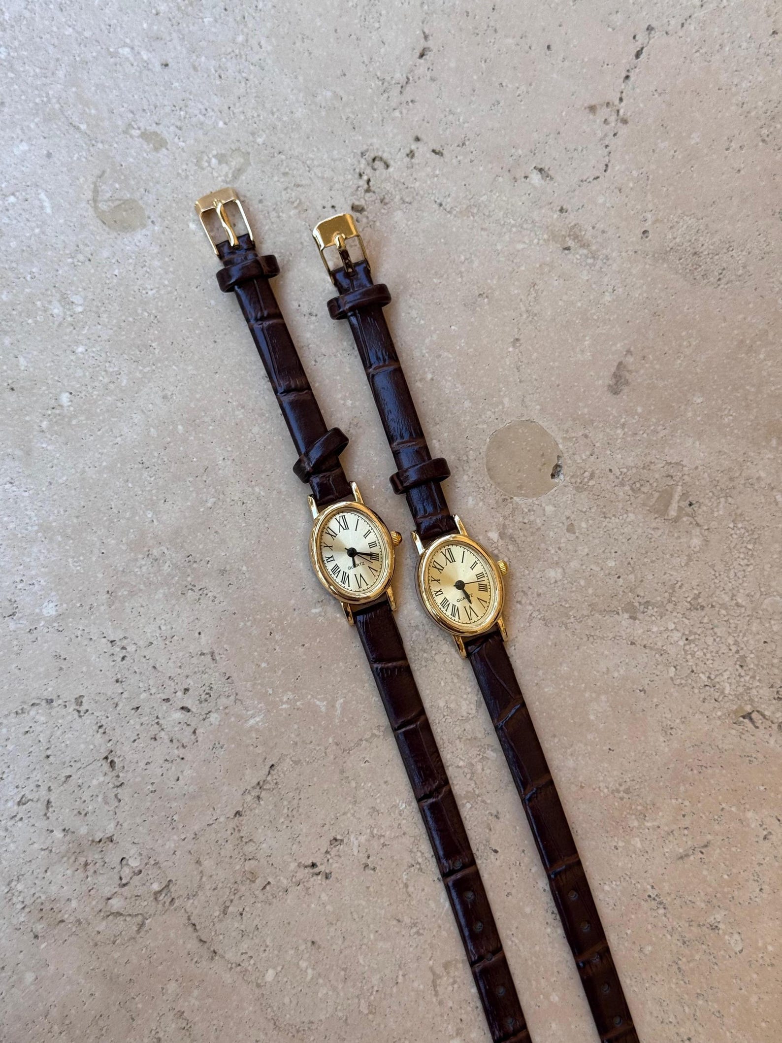 Minimalist Women’s Watch Gold Case, Leather Strap Watch, Gift for Her, Elegant Everyday