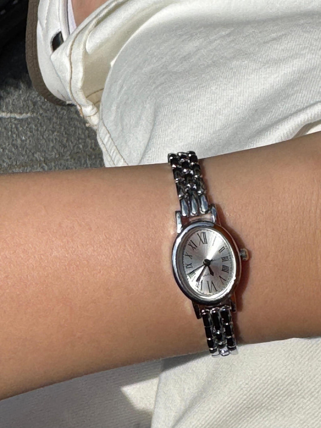Silver Women’s Bracelet Watch, Minimalist Roman Numeral Quartz Watch, Small Face Elegant Wristwatch