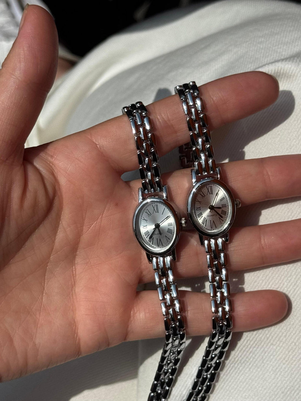 Silver Women’s Bracelet Watch, Minimalist Roman Numeral Quartz Watch, Small Face Elegant Wristwatch