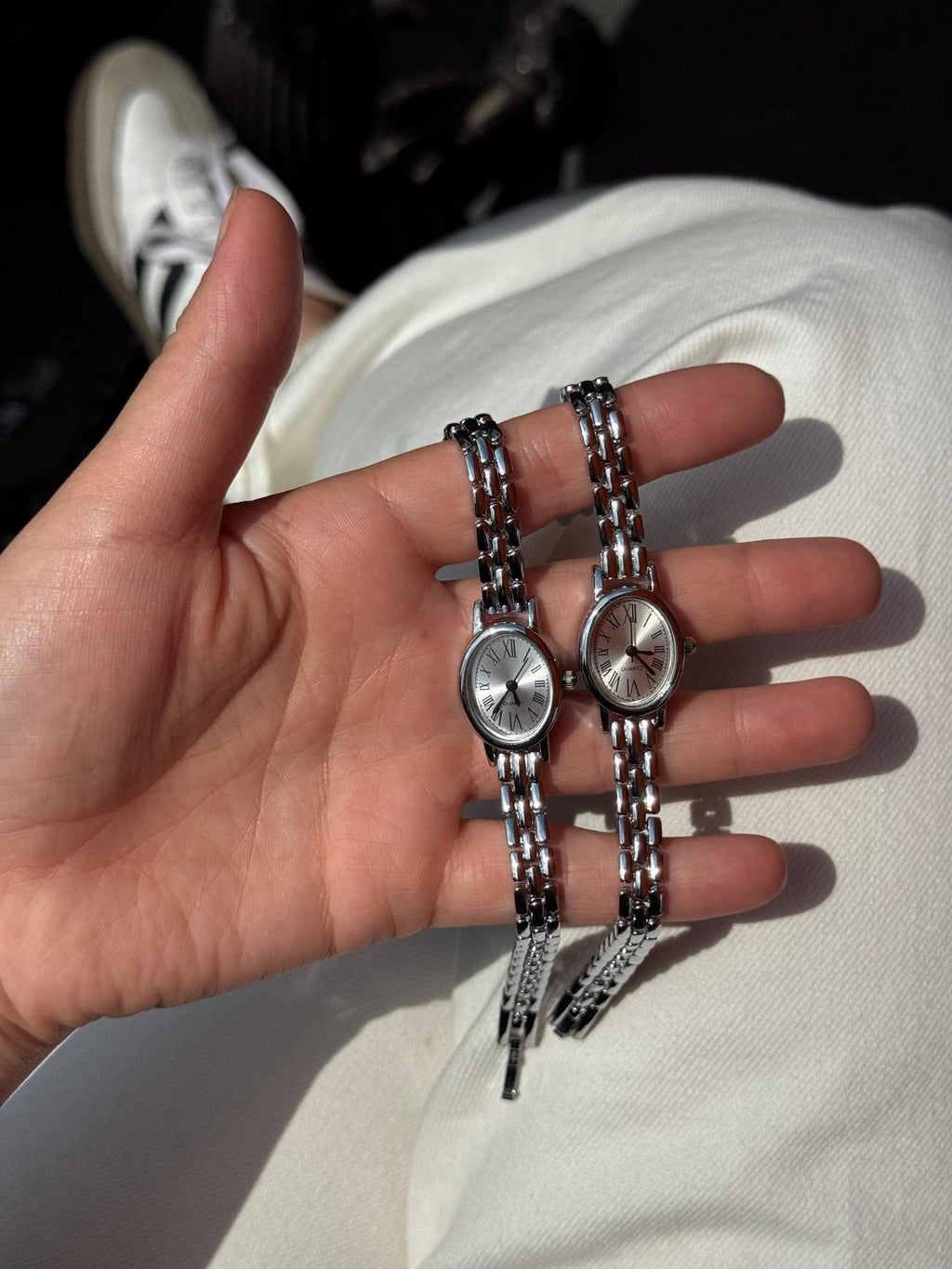 Silver Women’s Bracelet Watch, Minimalist Roman Numeral Quartz Watch, Small Face Elegant Wristwatch