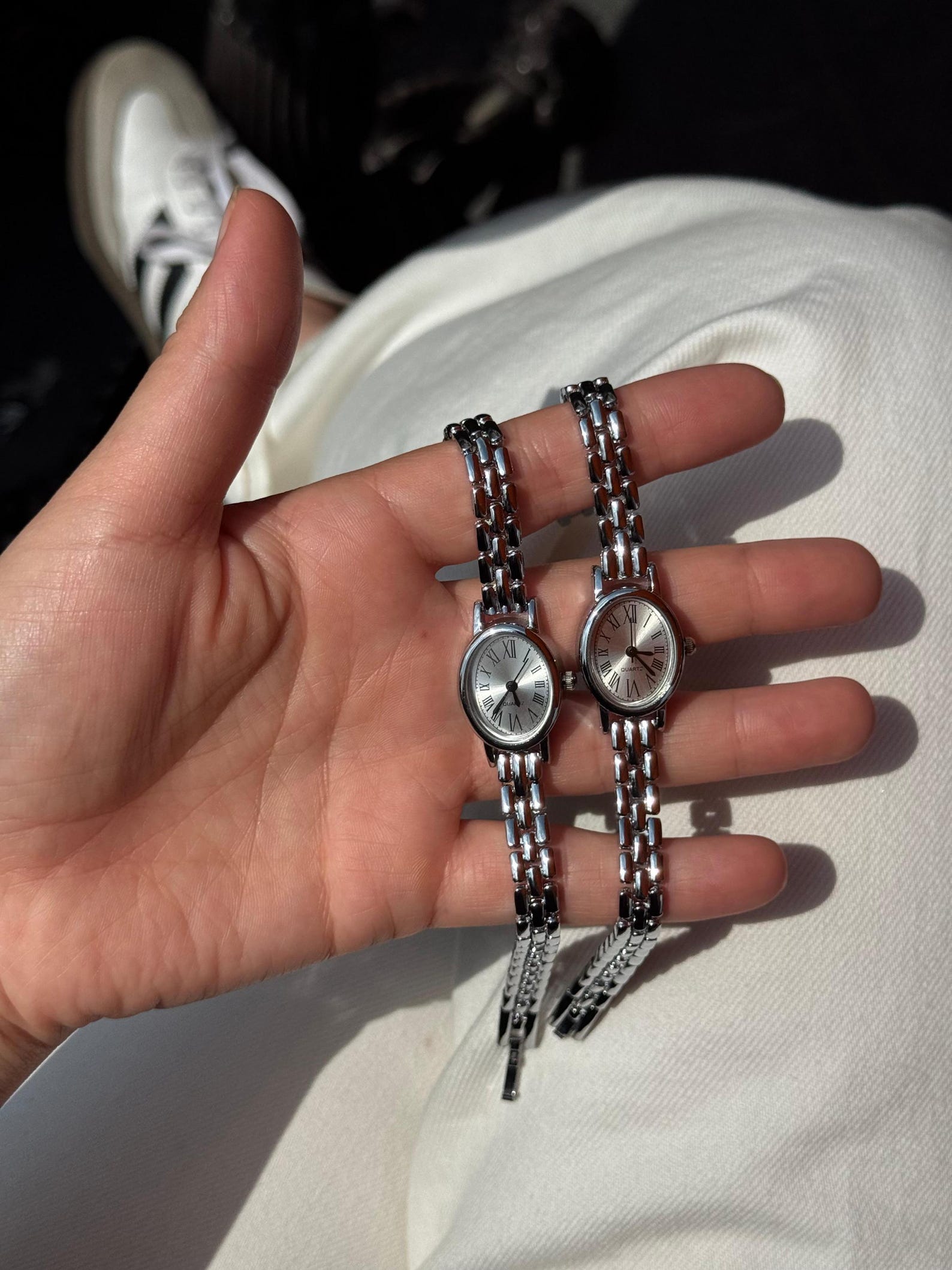 Silver Women’s Bracelet Watch, Minimalist Roman Numeral Quartz Watch, Small Face Elegant Wristwatch
