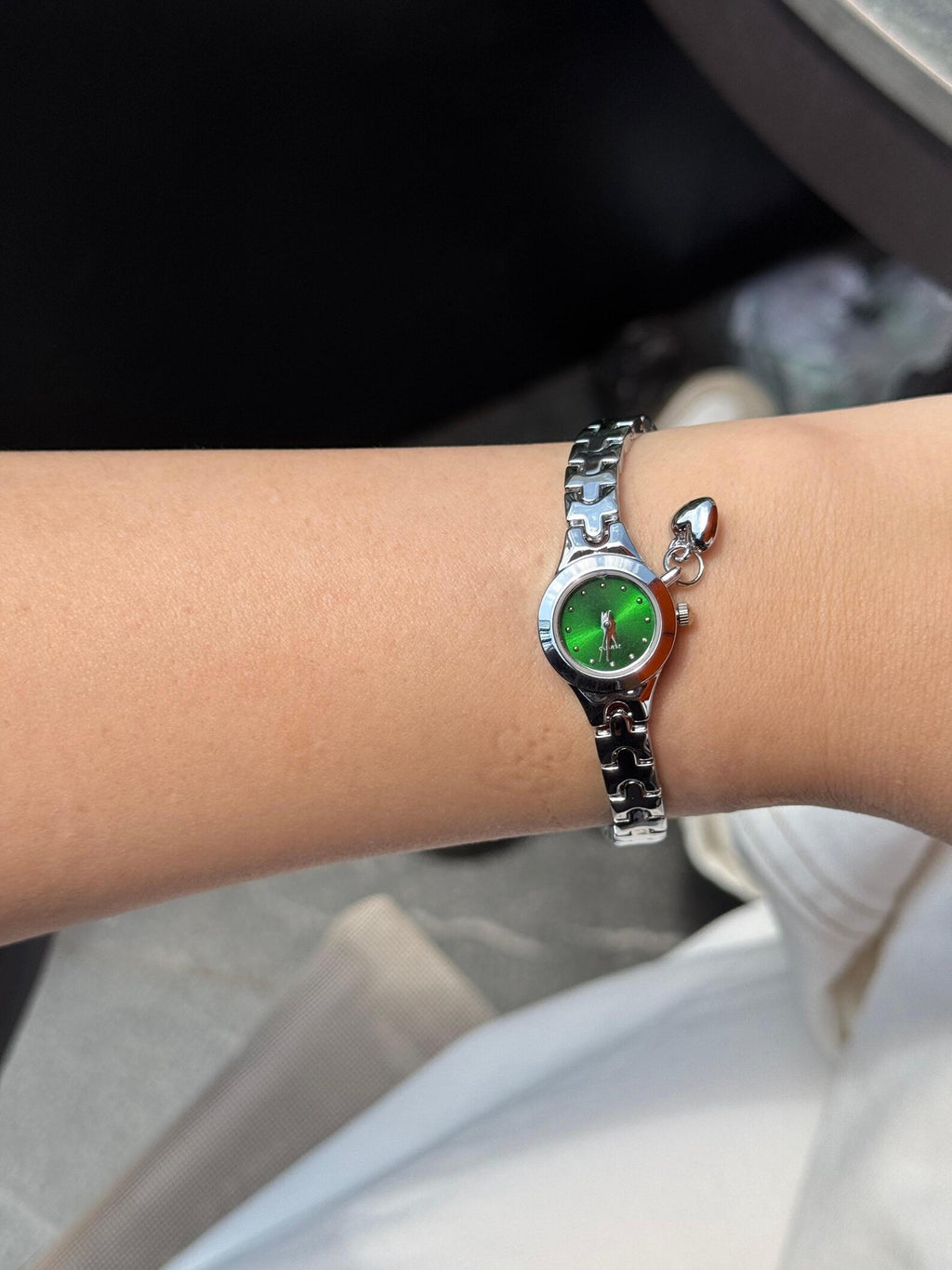 Silver Women Watch, Burgundy Dial Bracelet Watch, Quartz Wristwatch, Elegant Gift Her Hor