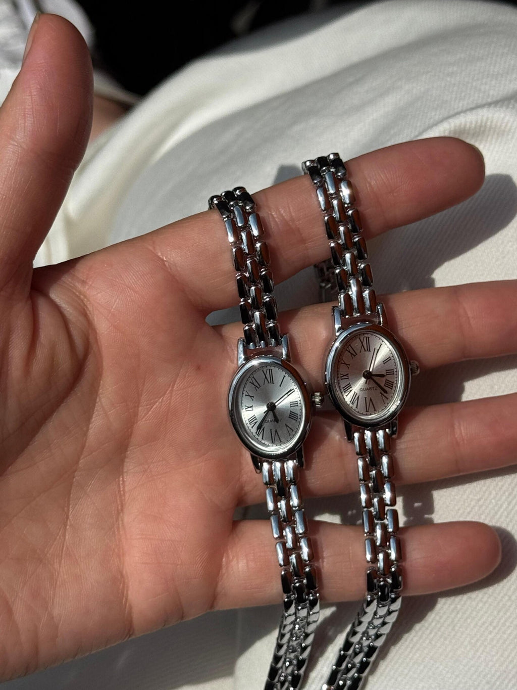 Silver Women’s Bracelet Watch, Minimalist Roman Numeral Quartz Watch, Small Face Elegant Wristwatch