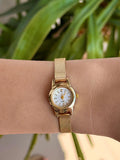 Women's Quartz Wristwatch, Small Dial Mesh Bracelet, Gold Silver Finish, Elegant Minimalist