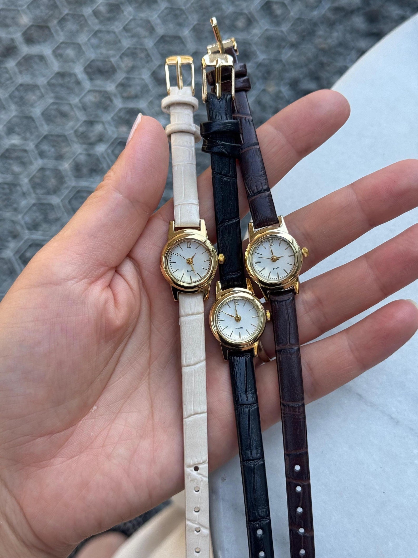 Gold Women’s Watch Minimalist, Leather Strap Watch, Gift for Her